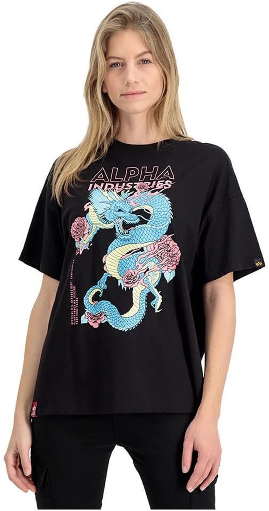Alpha Industries Heritage Dragon OS レディースTシャツ 黒 M 図2