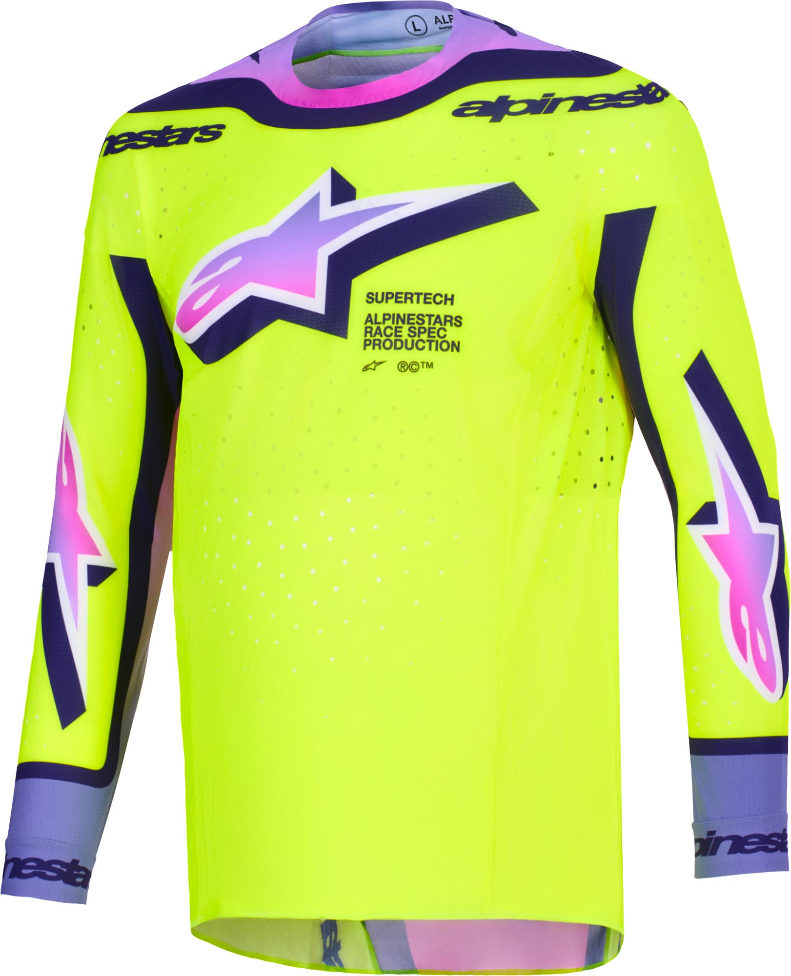 Alpinestars Supertech Vista Tricou de motocross galben/mov S Figura 1