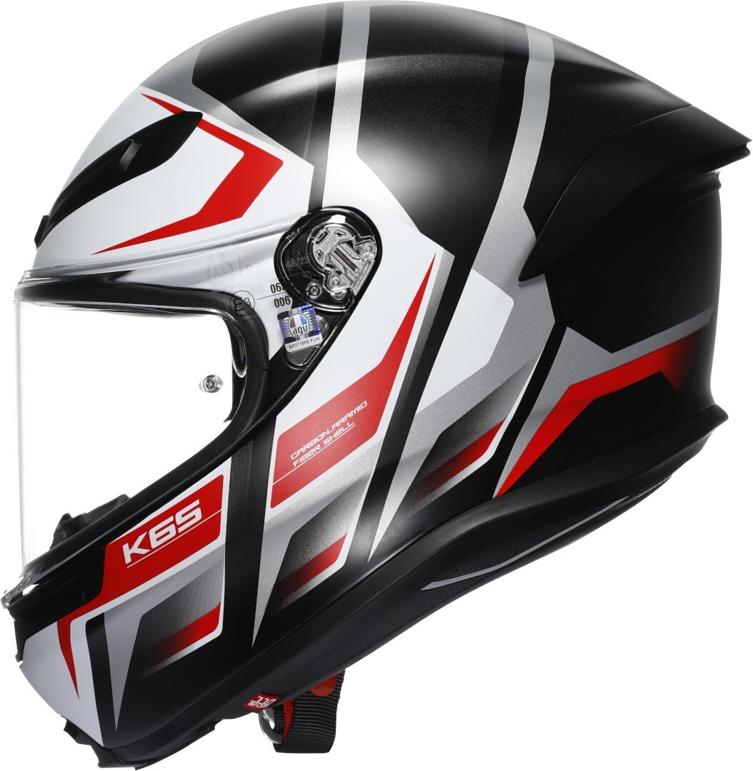 AGV K6 S Karve Hjälm svart matt/röd/vit S (55/56) Figur 5