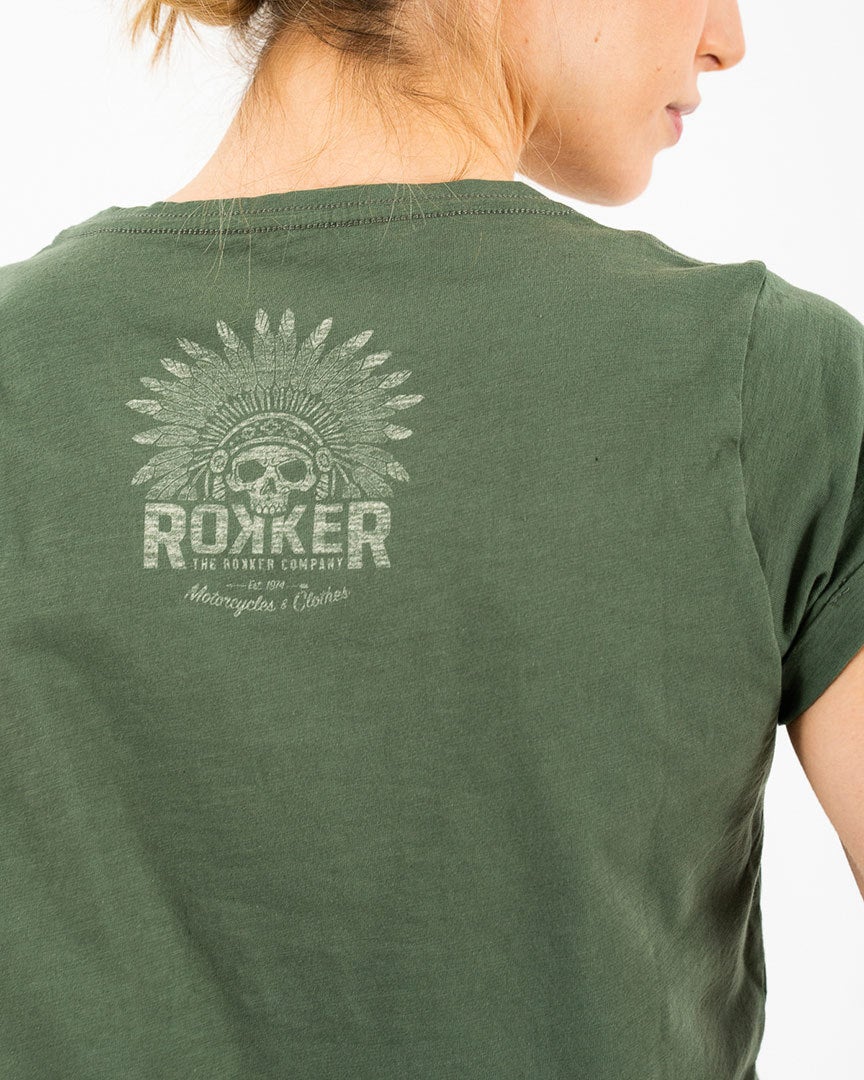 Rokker Indian Bonnet T-shirt da donna oliva S Figura 6