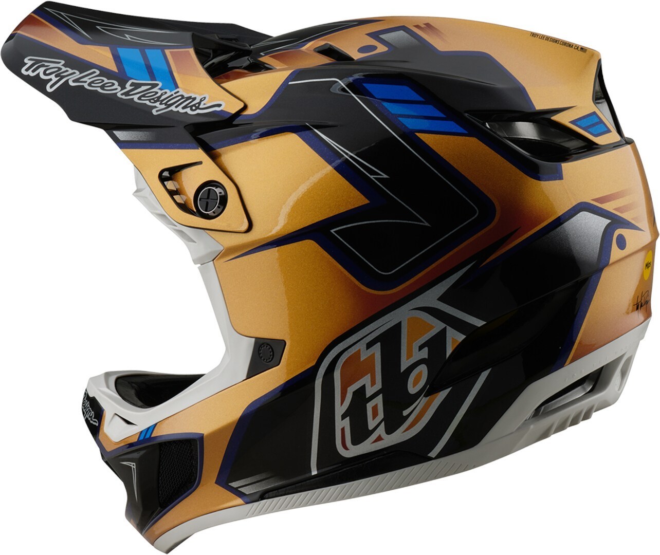 Side view of Troy Lee Designs D4 Mips Royalty Composite Downhill Helmet