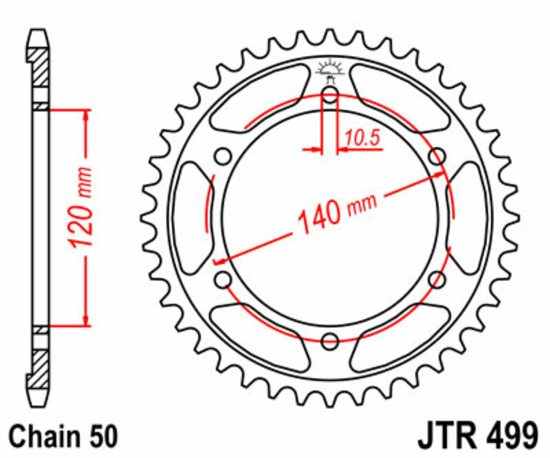 PROCHETE JT Pinion spate standard din oțel 499 - 530 Figura 1