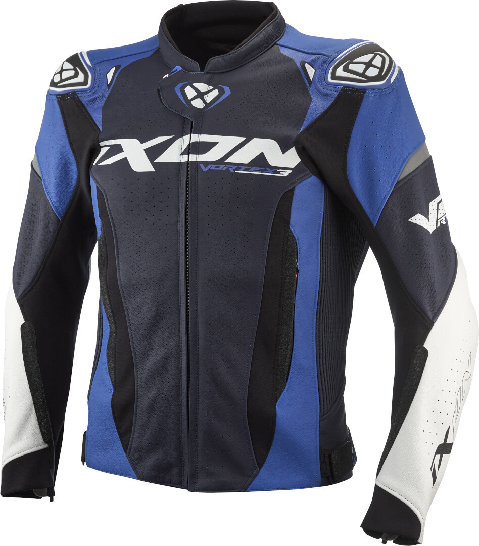 Ixon Vortex 3 Motorcycle Leather Jacket black/blue/white S Figure 1