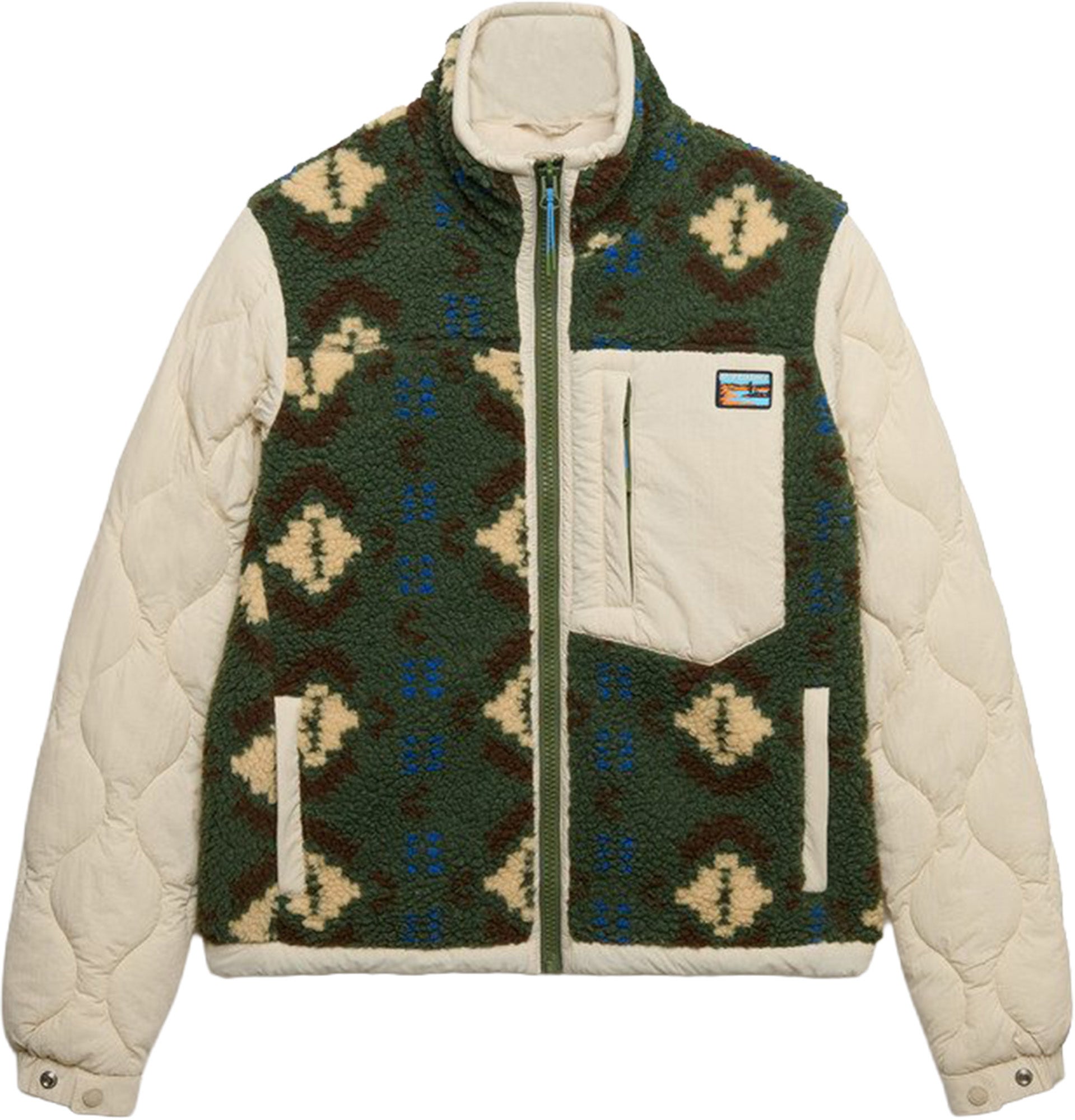 Superdry & Co Fleece Onion Quilt Hybride Jas Groen/Khaki 14 Figuur 1