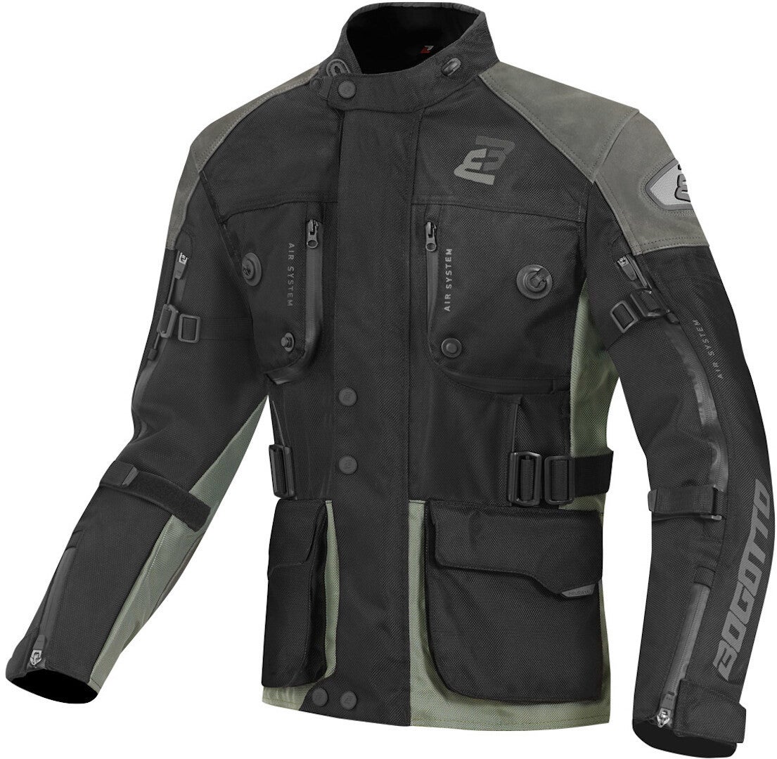 Bogotto Explorer-Z waterdichte motorfiets lederen- / textieljas zwart/groen 3XL Figuur 1