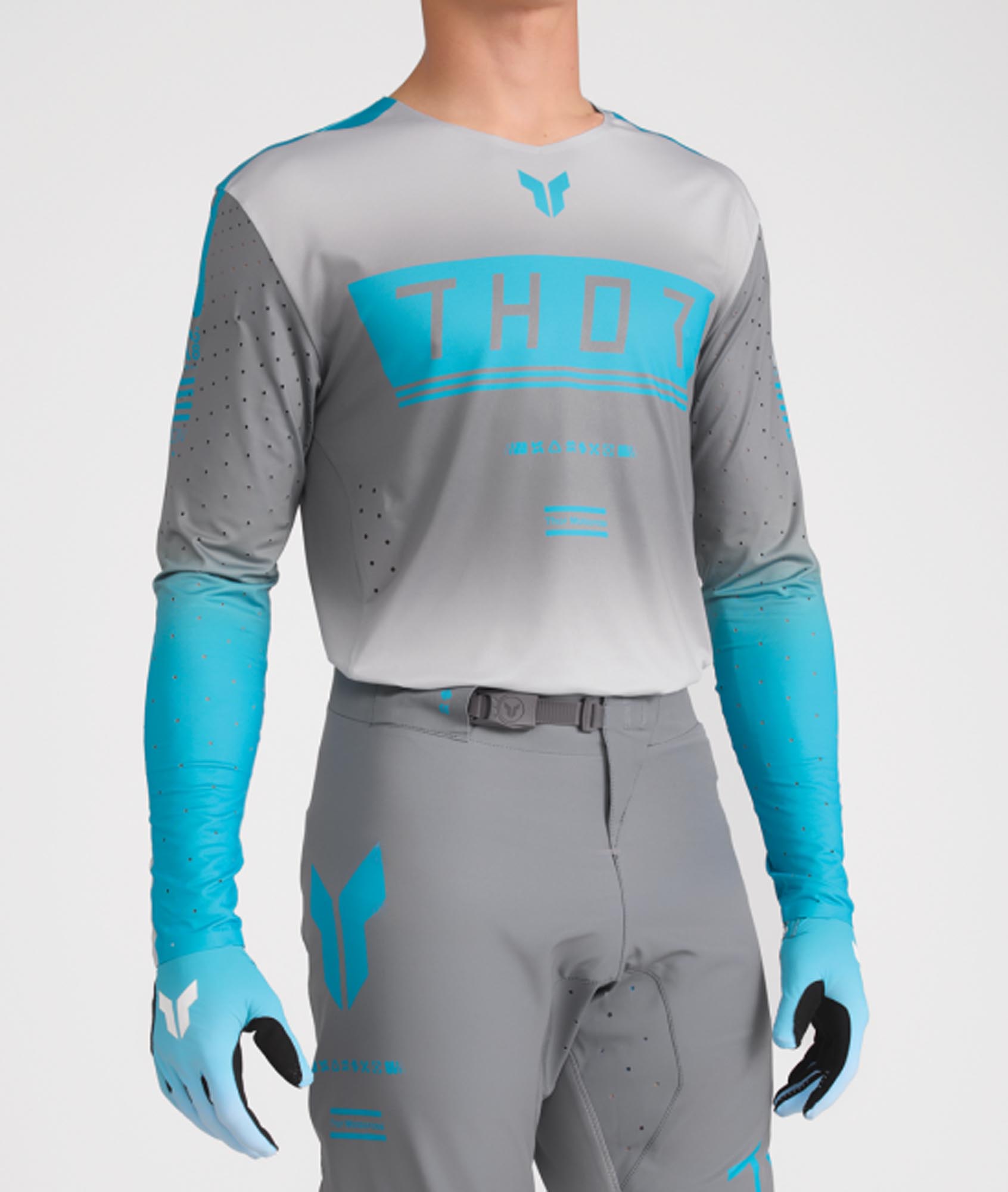 Thor Sportmode Geo Motocrosstrøje grå/blå M Figur 5