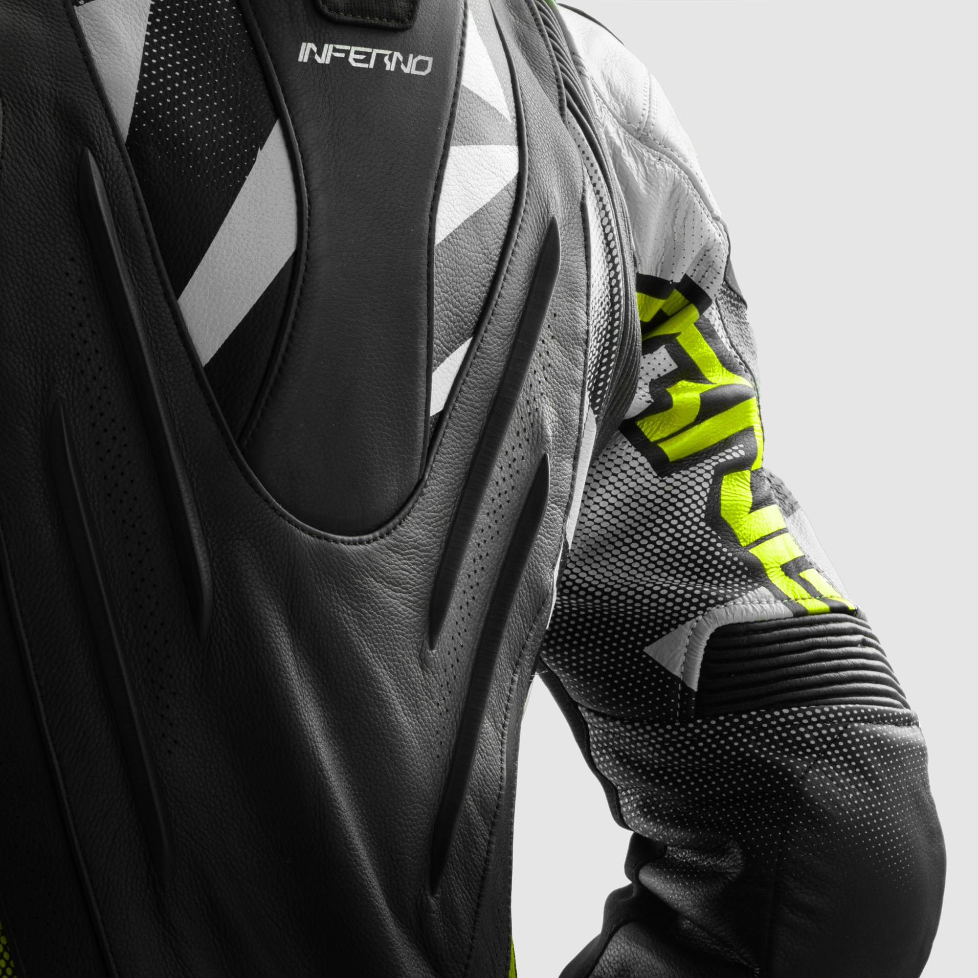 Rebelhorn Inferno Motorcycle Leather Jacket black/white/yellow 60 Figure 5