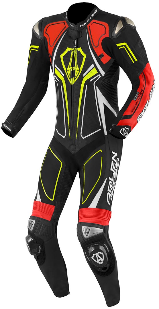 Arlen Ness Conquest Combinaison cuir de moto une pièce noir/rouge/jaune 56 Figure 1