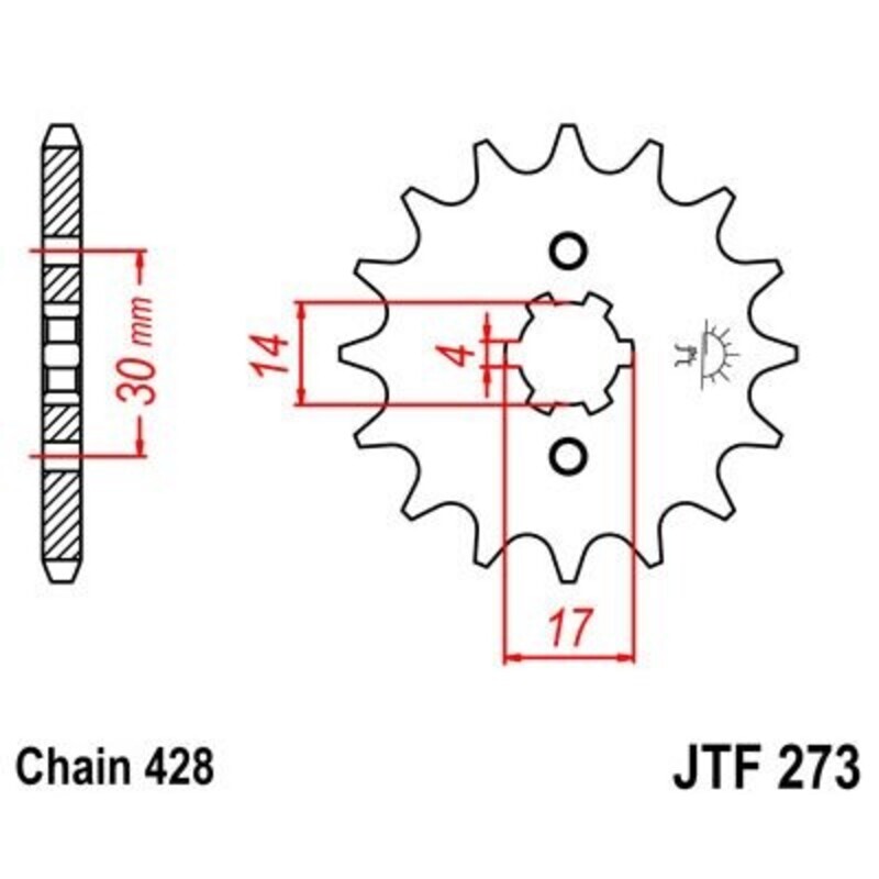 LANȚ DE TRANSMISIE JT JT/JT Kit Lanț 428HDR 15/37 Standard - Pinionul spate standard Figura 4