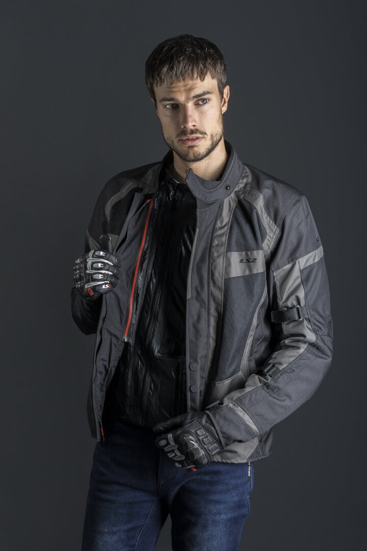 LS2 Scout Chaqueta textil de moto impermeable negro/gris oscuro XXL Figura 4