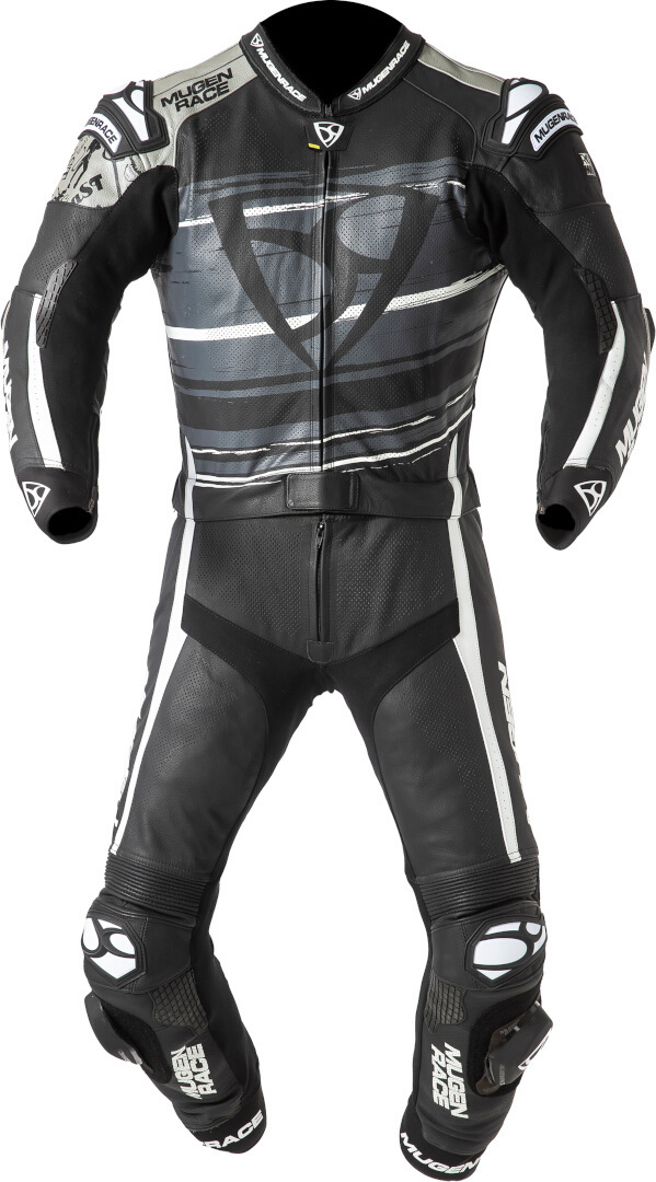 MUGENRACE RC-Max Due perforated Two Piece Motorcycle Leather Suit black/white/grey 60 Figure 1
