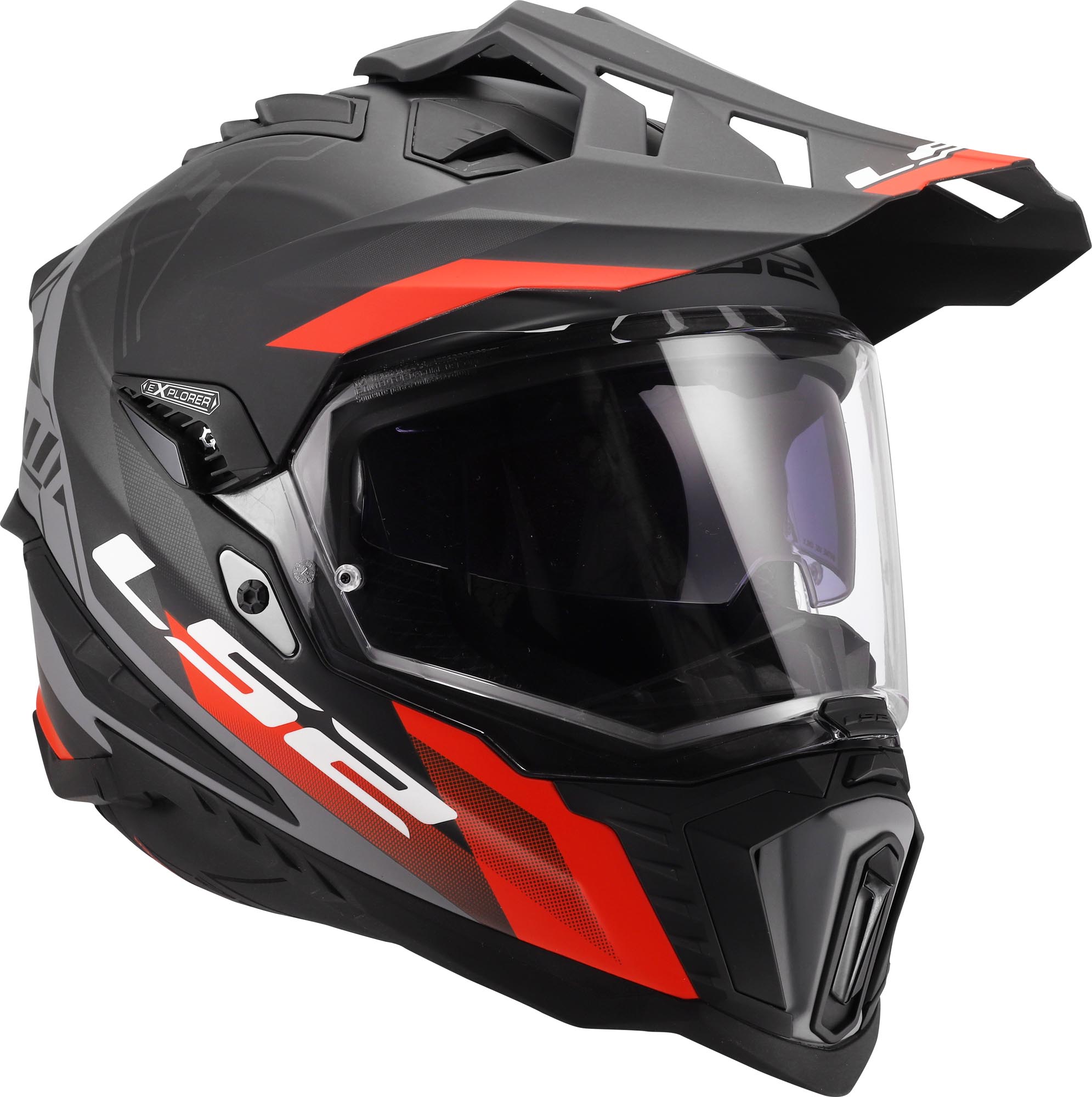 LS2 MX701 Explorer Hexa Enduro-hjelm sort/grå/rød M (57/58) Figur 7