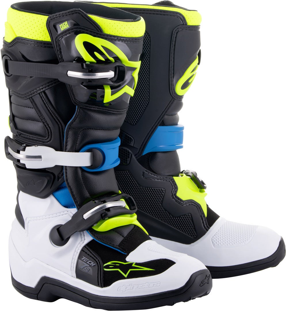 Alpinestars Tech 7S Bottes de motocross pour les jeunes noir/bleu/jaune 35,5 Figure 1