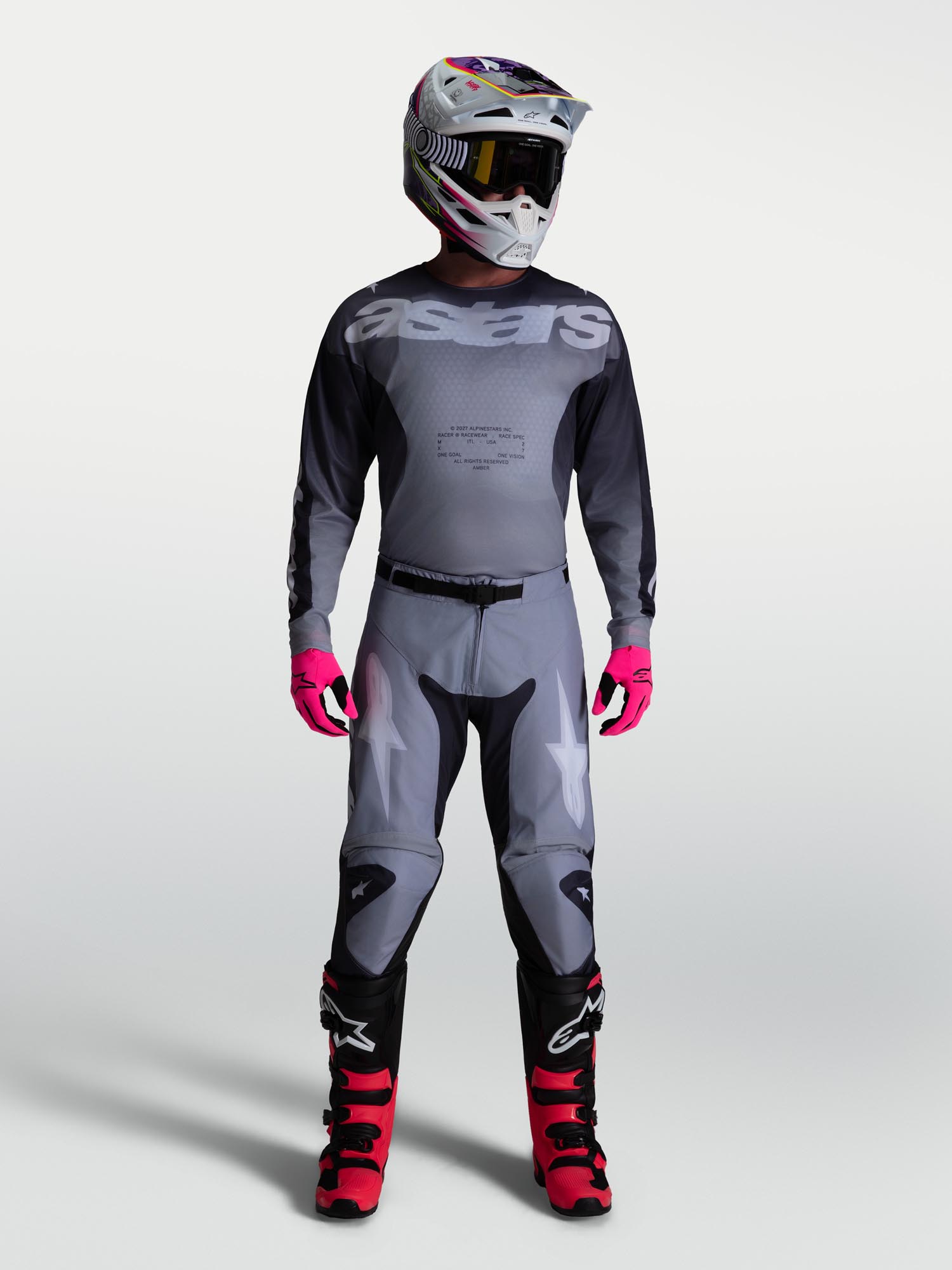 Alpinestars Racer Amber Motocrosstrøje grå/lilla M Figur 6