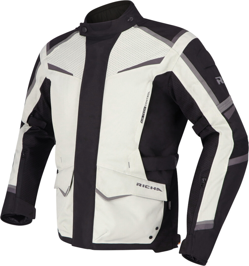 Richa Tundra waterproof Motorcycle Textile Jacket light grey/black XXL Figure 2