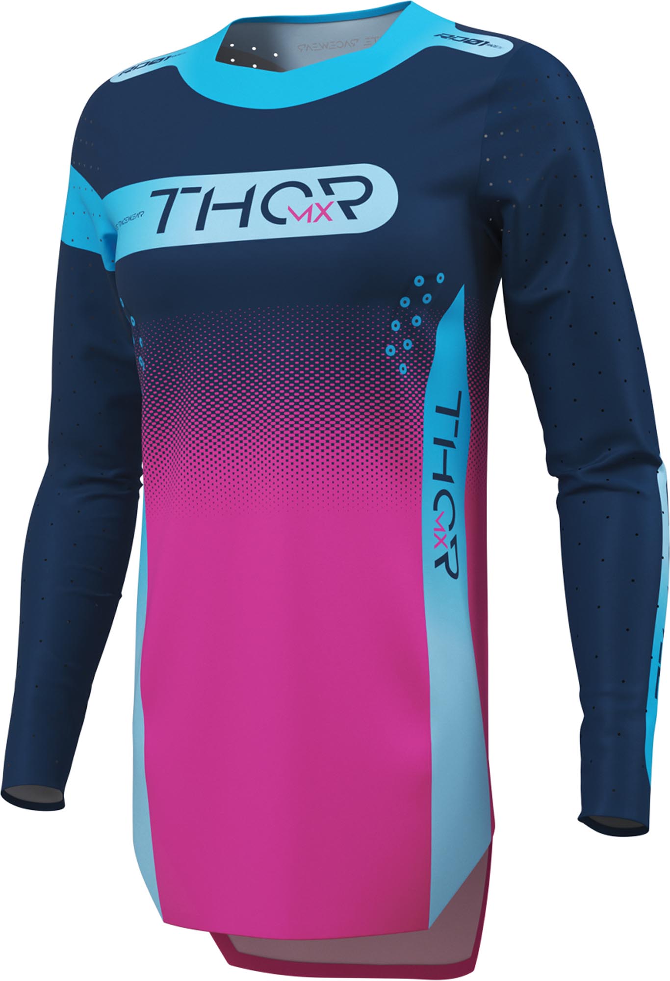 Thor Sportmode Merge Damernes Motocrosstrøje blå/pink S Figur 1