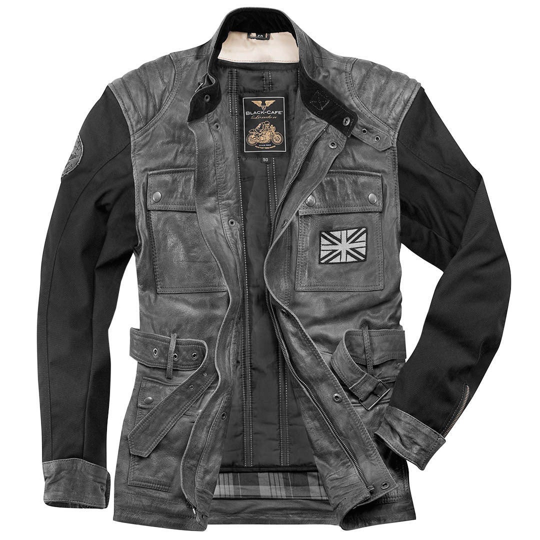 Black-Cafe London Retro Motorrad Lederjacke dunkelgrau 56 Abbildung 2