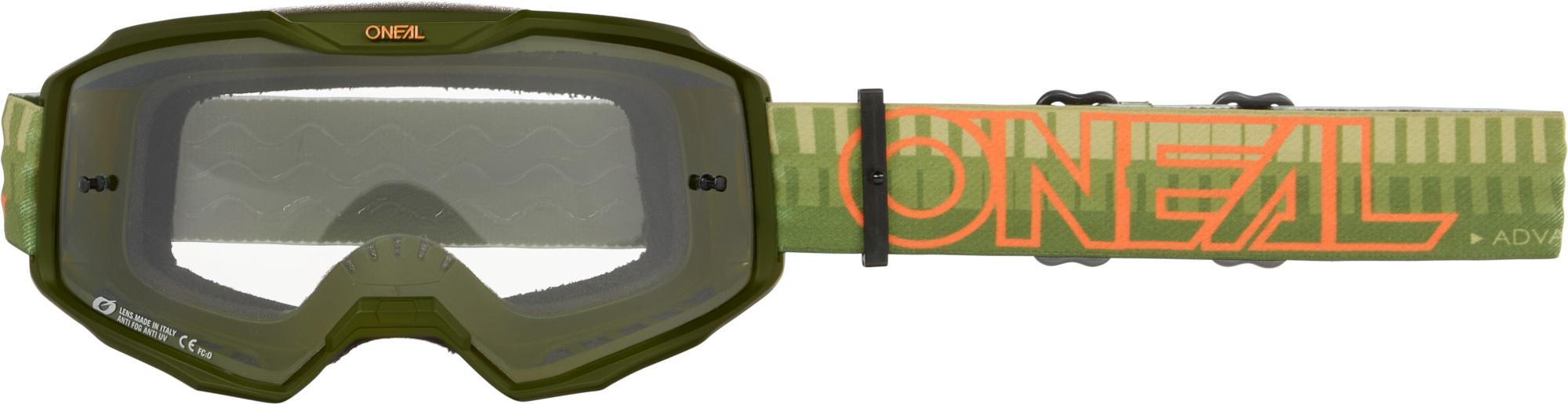 Oneal B-10 STRIPED Clear Ochelari de motocross verde/portocaliu Figura 1