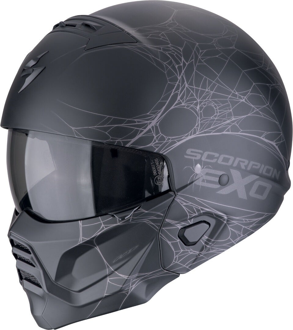 Scorpion EXO Combat II Spiderweb Jet Helm Zwarte mat/zilver XL (60/61) Figuur 1