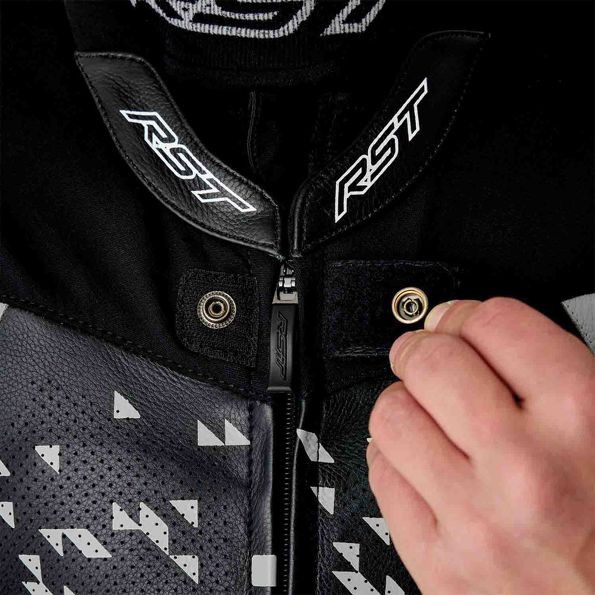 RST Pro Series D3O Airbag perforerad endelad motorcykelläderdräkt Svart/Silver 60 Figur 5