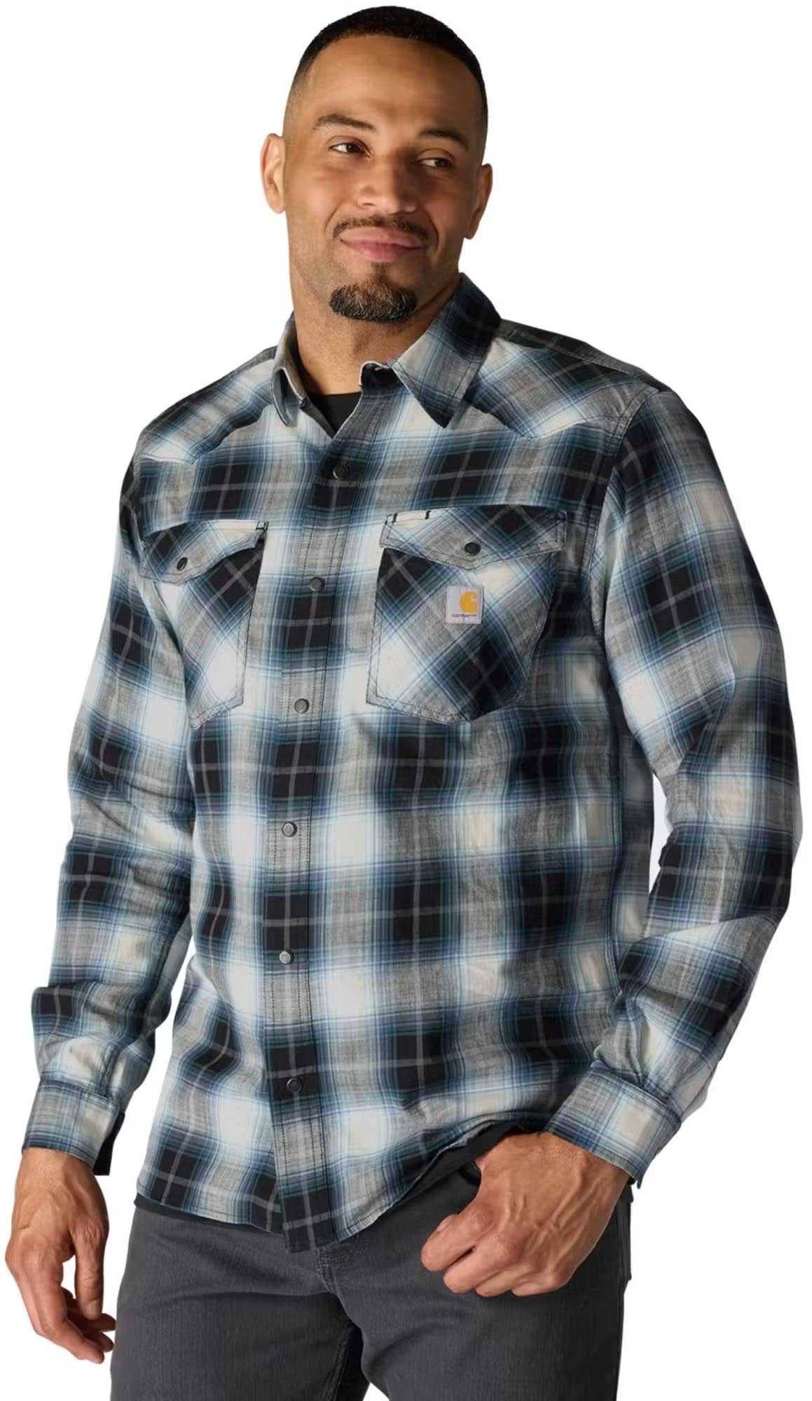 Carhartt Montana Bozeman Relaxed Plaid Skjorte Sort S Figur 2