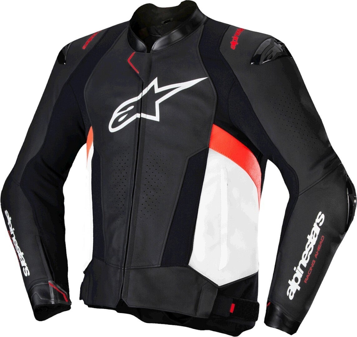 Alpinestars Missile V3 Motorcycle Leather Jacket black/white/red 62 Figure 1