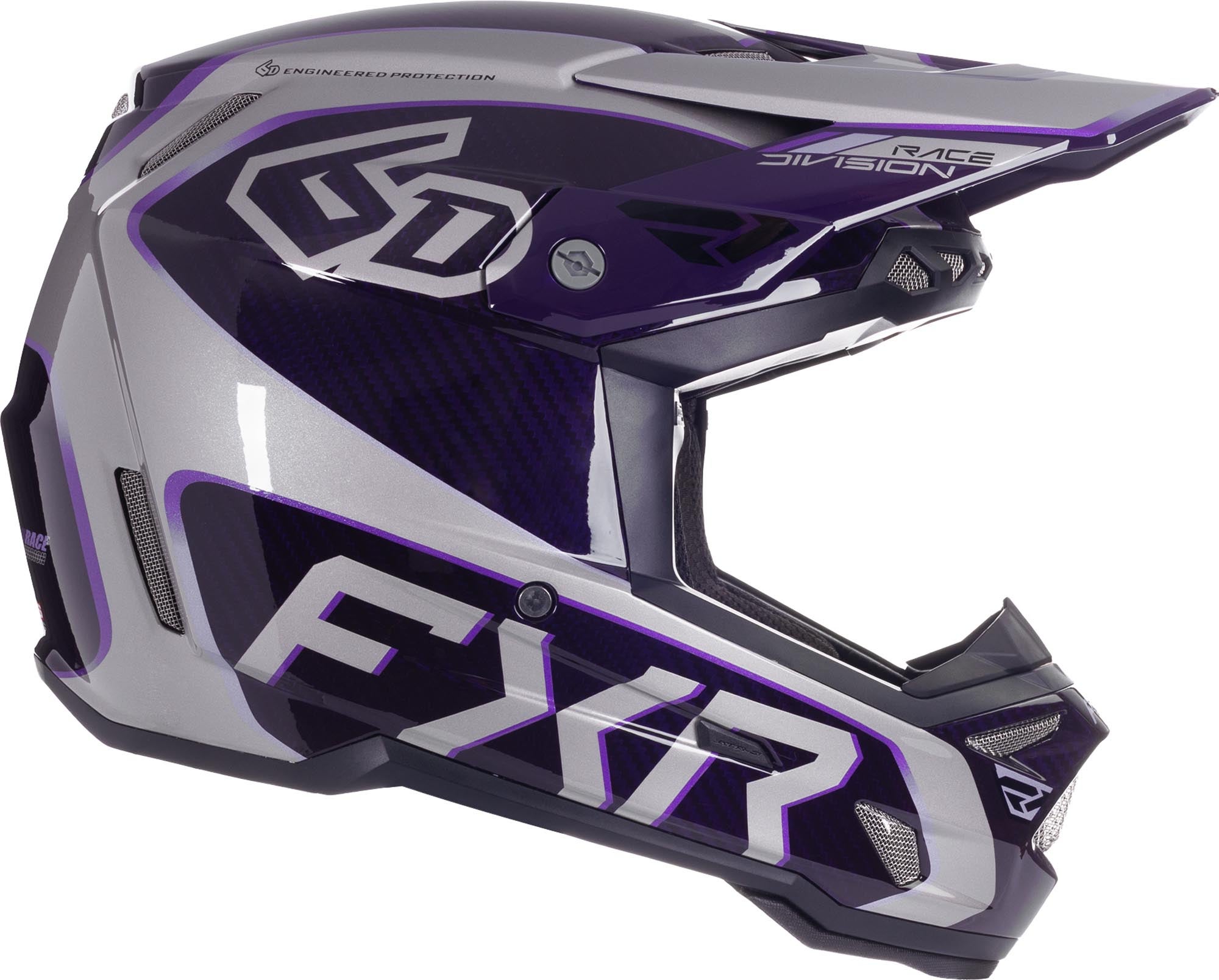 FXR 6D ATR-3 FIM Carbon Casco da motocross grigio/viola M Figura 3