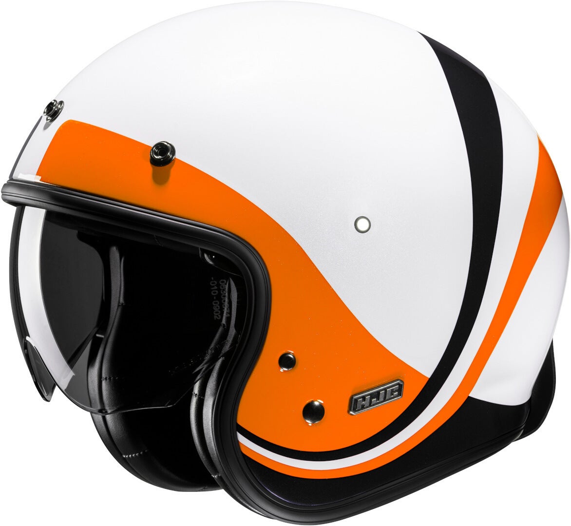HJC V31 Emgo Retro Casque jet Blanc/Noir/Orange XS (54/55) Figure 1