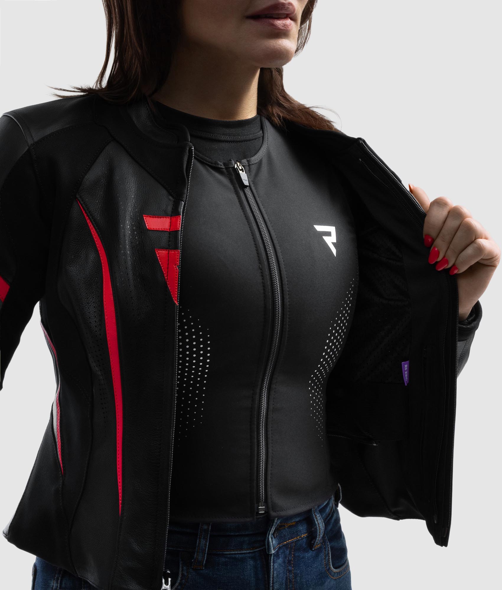 Rebelhorn Diva ST Ladies Motorcycle Leather Jacket black/red/white 44 Figure 6