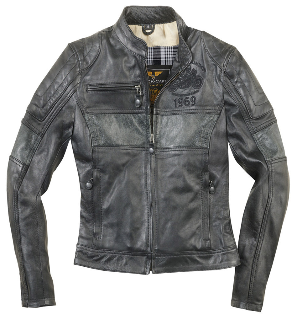 Black-Cafe London Shona II Jachetă de piele pentru motociclete pentru doamne M Figura 1