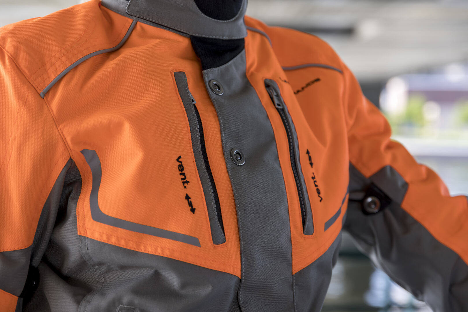 Lindstrands Halden vattentät Damer Motorcykel Textil Jacka Grå/orange 38 Figur 4