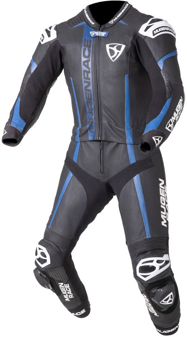 MUGENRACE Mucho Two Piece Motorcycle Leather Suit black/white/blue 56 Figure 2