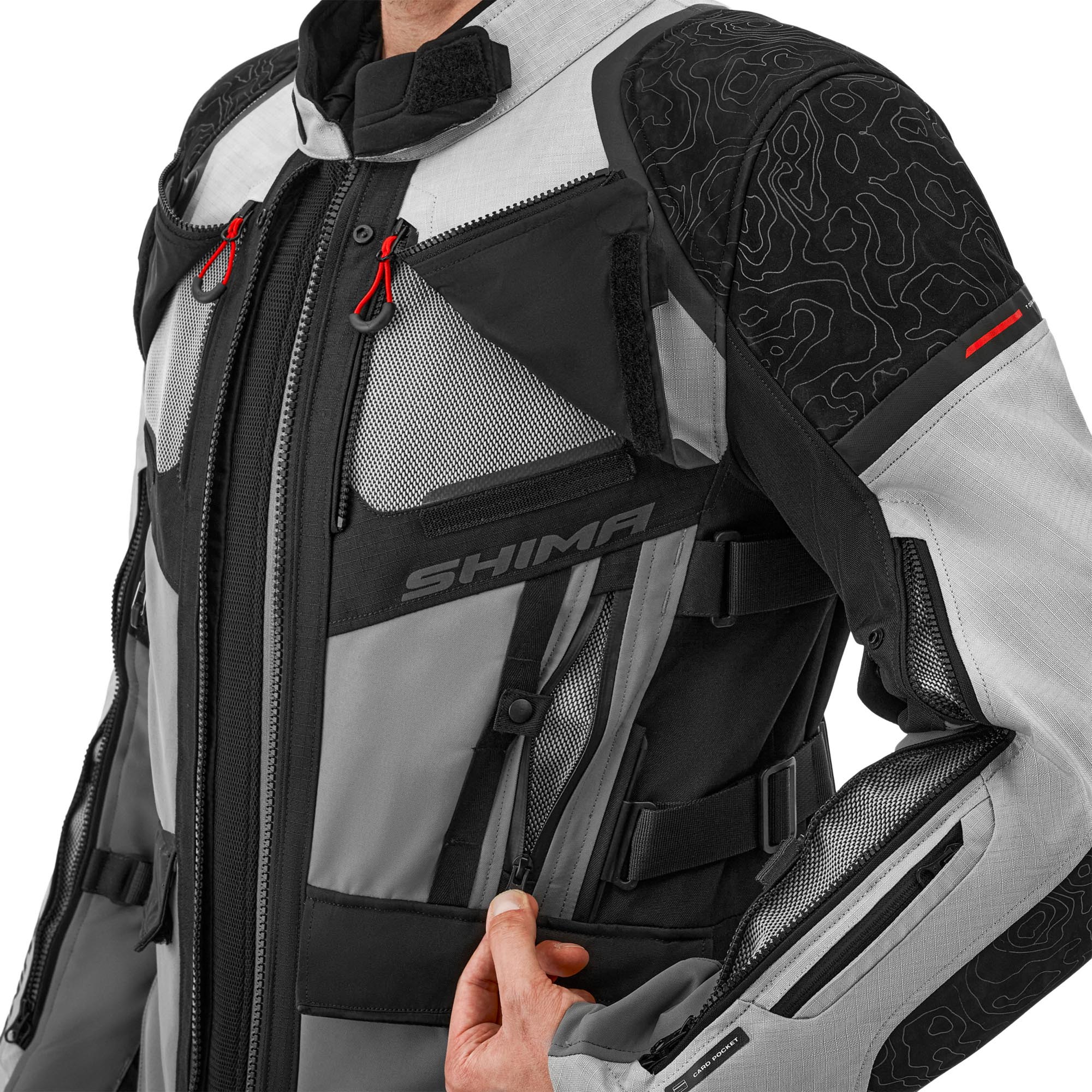 SHIMA Tracker Motorfiets Textieljas wit/grijs/rood 3XL Figuur 6