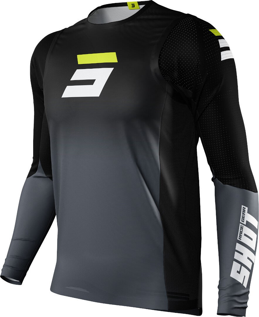 Shot Aerolite Gradient Motocross Jersey schwarz/weiß/gelb L Abbildung 1