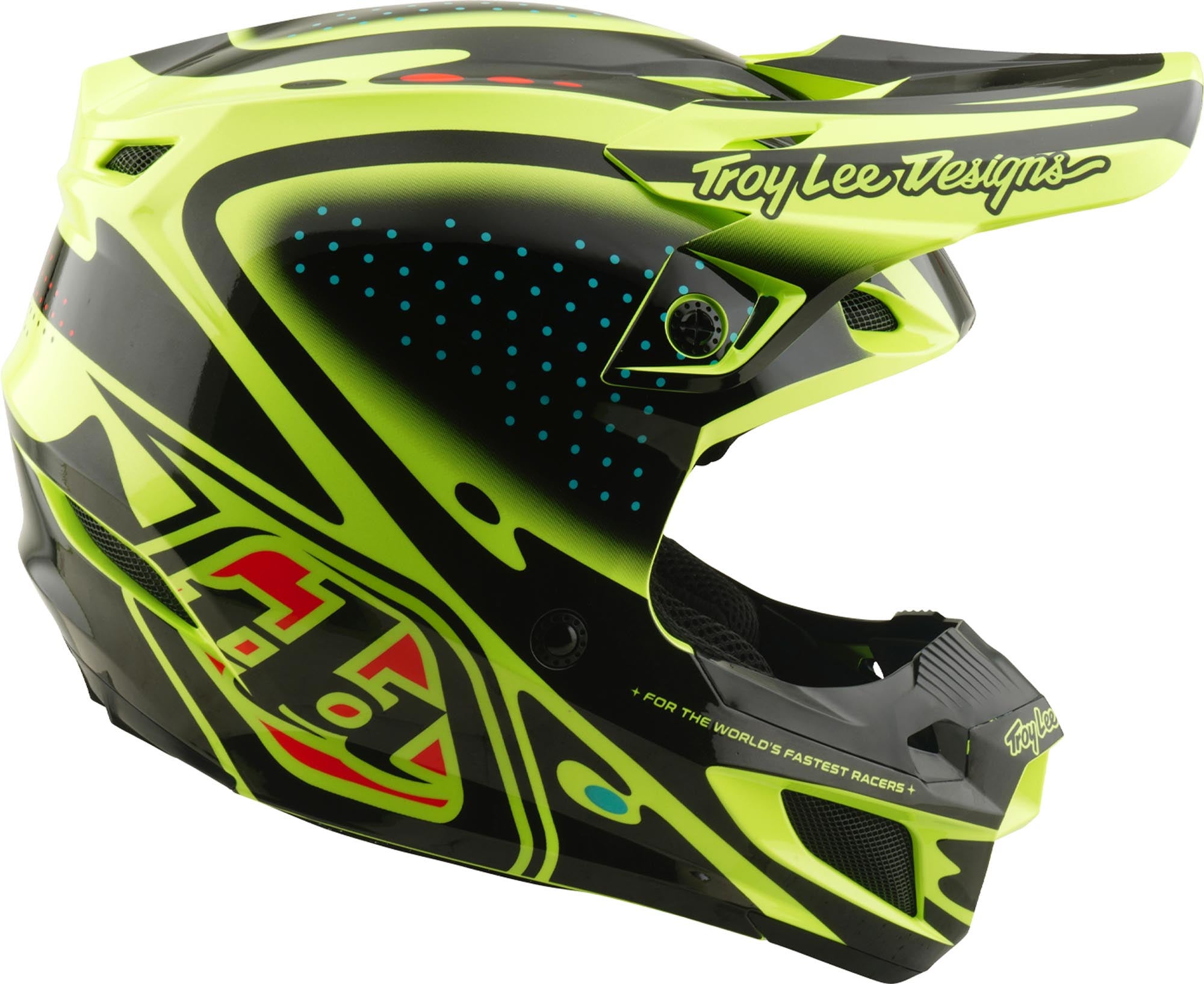 Side view of Troy Lee Designs SE5 Polycarbonate MIPS The Line Motocross Helmet