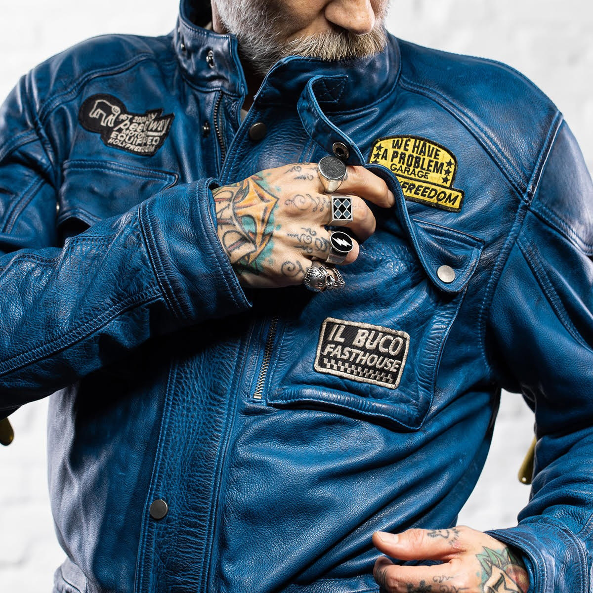 HolyFreedom Quattro Evolution Motorcycle Leather Jacket blue XXL Figure 7