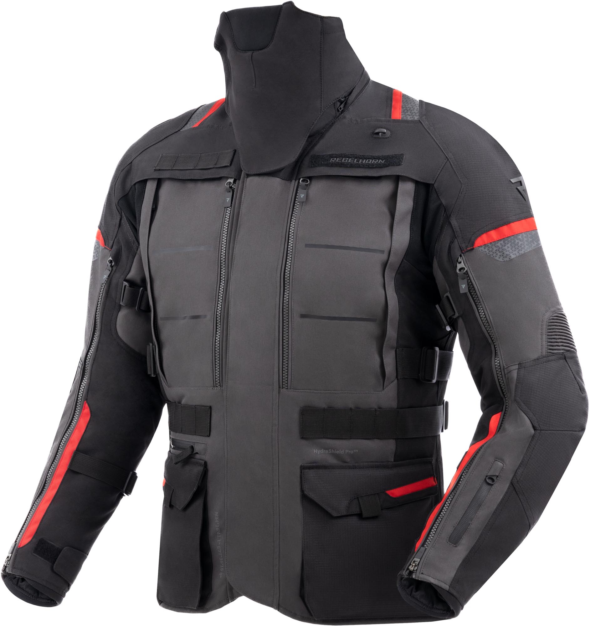 Rebelhorn Cubby 5 waterproof Motorcycle Textile Jacket dark grey/black/red M Figure 1
