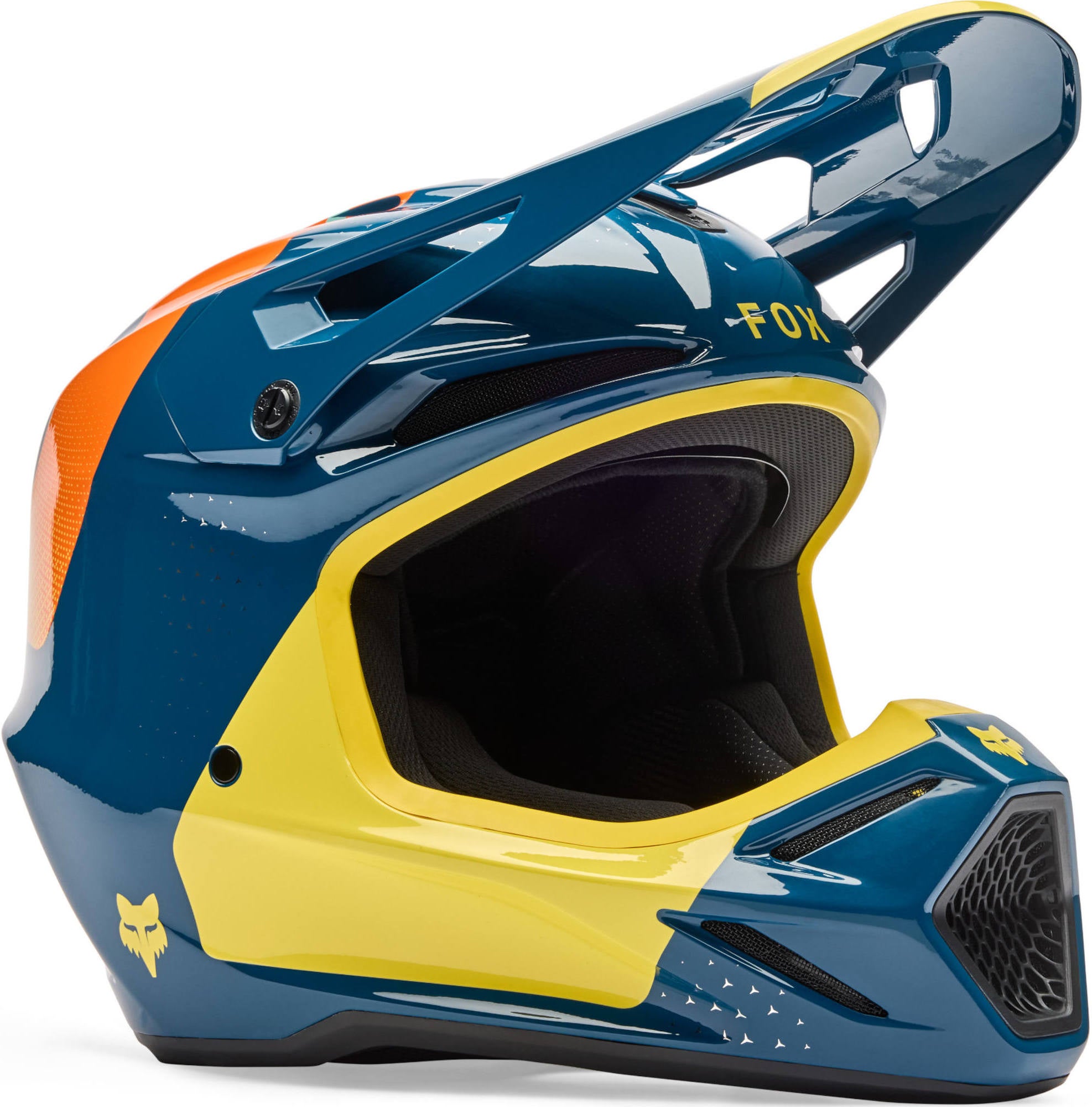 FOX V3 Tine Motocross Helmet blue/yellow S (55/56) Figure 1