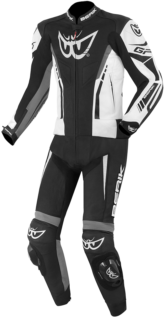 Berik Monza Two Piece Motorcycle Leather Suit black/white/grey 58 Figure 1