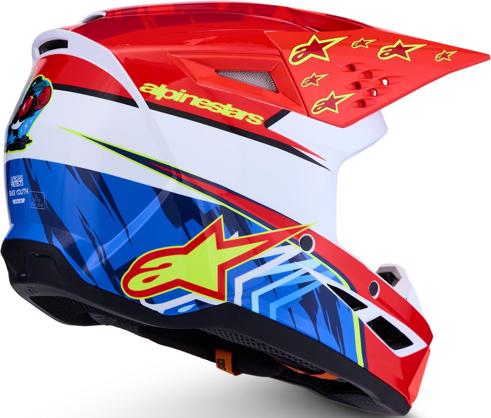 Alpinestars S-M3 Falcon Jugend Motocross Helm rot/weiß/blau Y/S (48/49) Abbildung 4