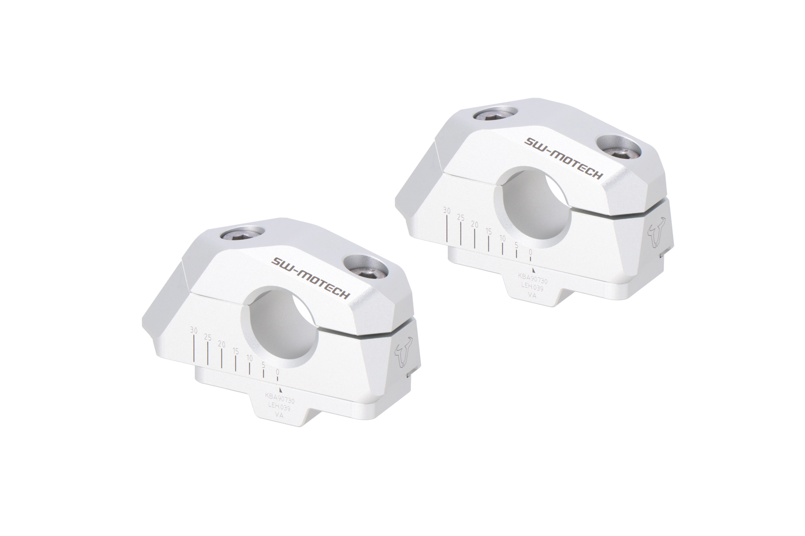 Variabilă spate cu bară SW-Motech pentru ghidon Ø22 - H=25mm. Spate 5/10/15/20/25/30 mm. Argintiu. Figura 1