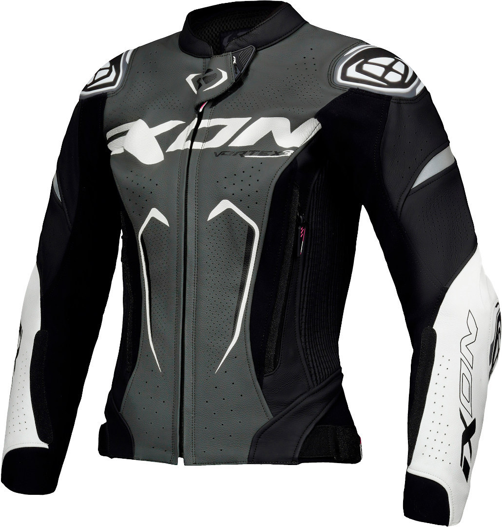 Ixon Vortex 3 Damen Motorrad Lederjacke schwarz/weiß XL Abbildung 1