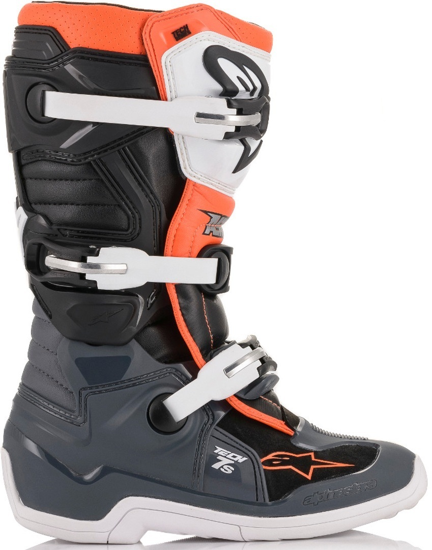 Alpinestars Tech 7S Botas de Motocross Juvenil Cinza/Branco/Laranja 39 Figura 5