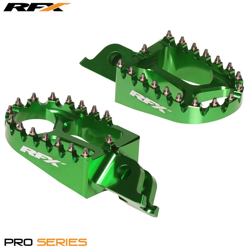 Rfx Green Pro Footrests (Green) - Kawasaki Kxf250/450