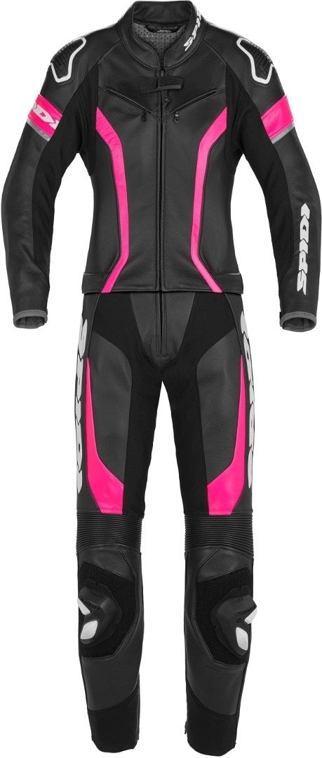 Spidi Laser Touring Two Piece Ladies Motorcycle Leather Suit black/fuchsia 44 Figure 1
