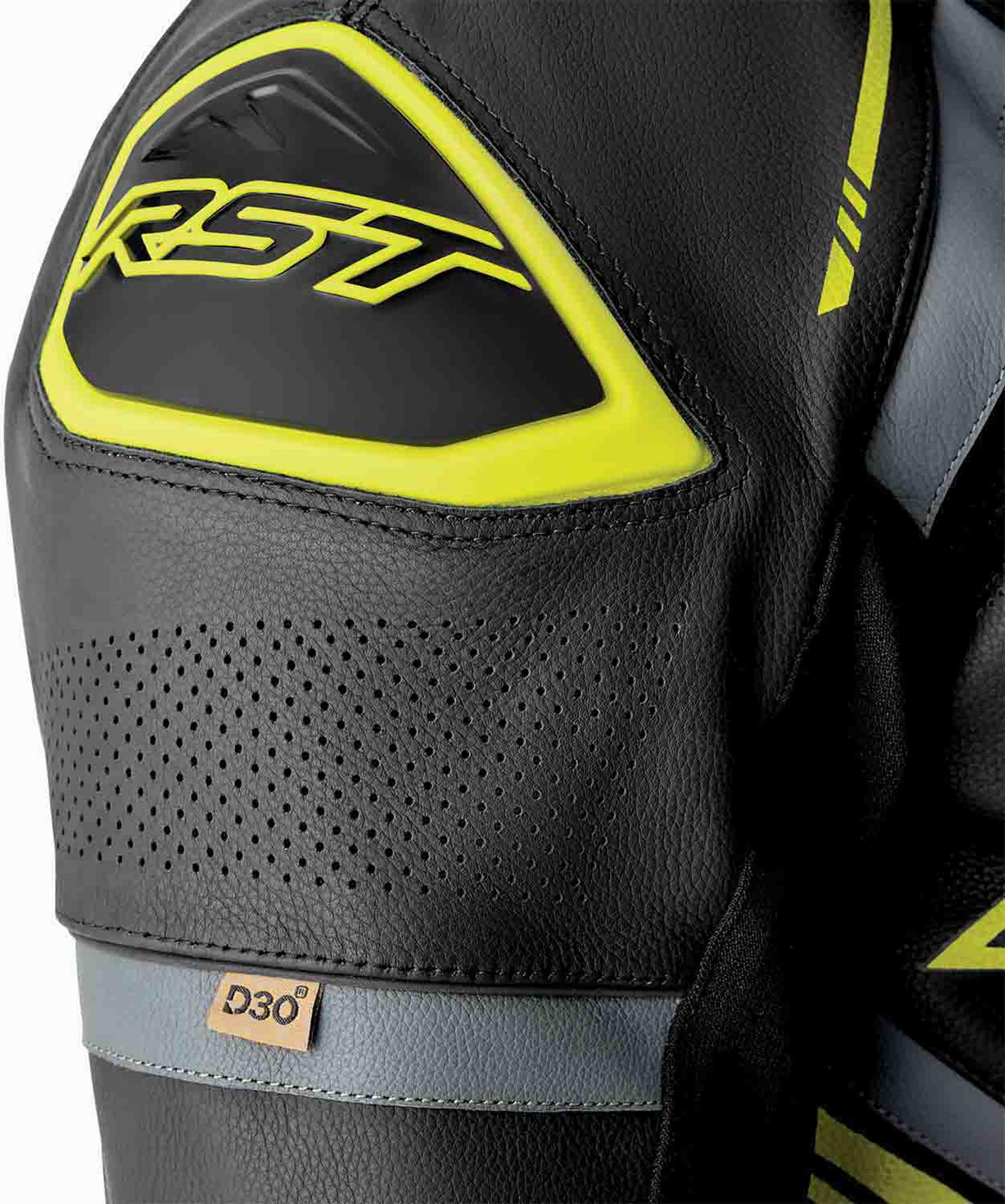 RST S1 D30 perforeret 1-delt motorcykellæderdragt sort/neon-gul 58 Figur 7