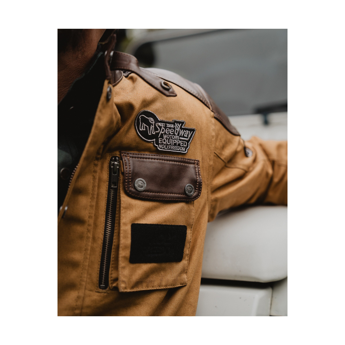 HolyFreedom Quattro Waxed Evo Motorrad Textiljacke hellbraun (camel) L Abbildung 8