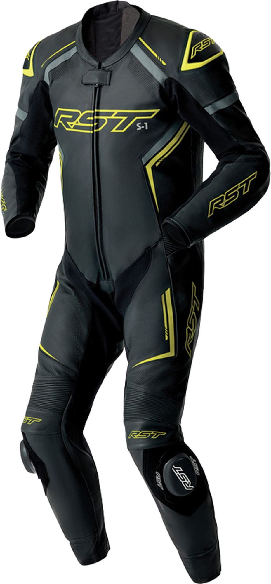 RST S1 D3O perforert ett-delt motorsykkelskinndrakt svart/neon/gult 60 Figur 1