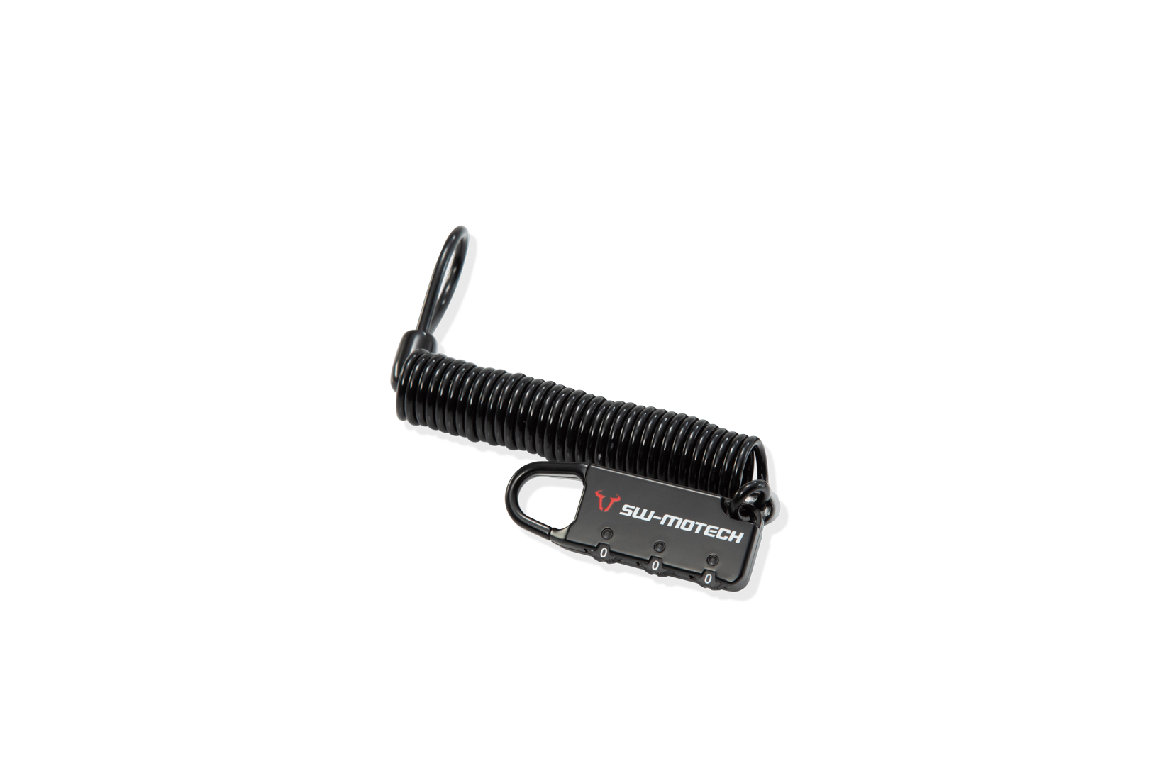 Încuietoare cu cablu SW-Motech pentru bagaje de motocicletă - Negru. Lacăt cu combinație. 180 cm. Figura 1