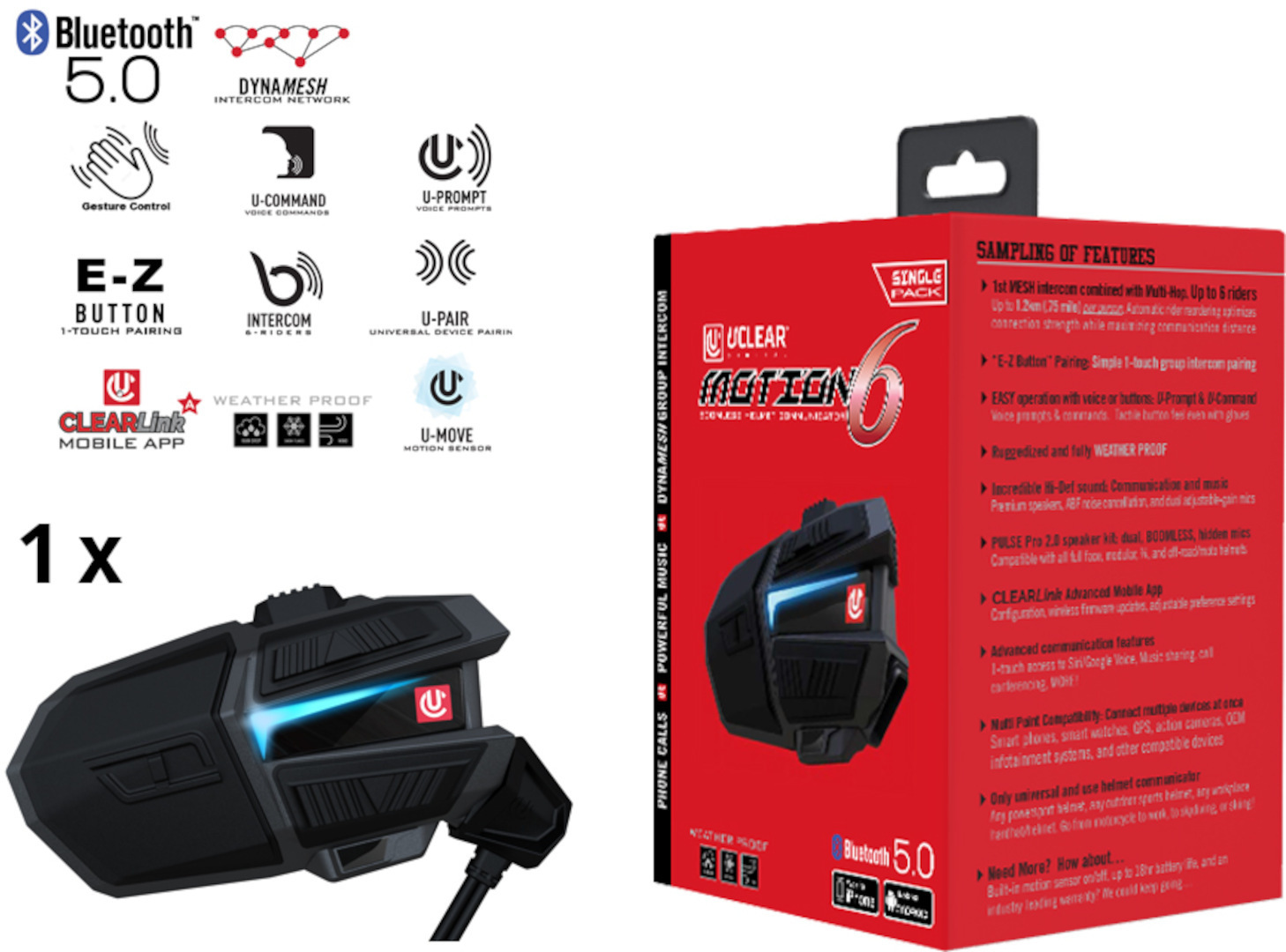 UCLEAR Motion 6 Sistema de Comunicação Bluetooth Single Pack Figura 7